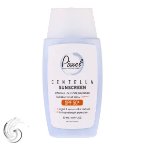 کرم ضد آفتاب بی‌رنگ پیکسل SPF 50 مدل Centella ‌محافظ UVA ،UVB، ++++PA مناسب برای انواع پوست‌ حجم 50 میلی‌لیتر